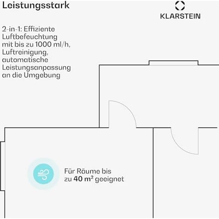Klarstein AireLux Luftreiniger mit HEPA & Aktivkohlefilter, CADR 400 m³/h, Smart WiFi Steuerung, UV-C Desinfektion, für Räume bis 40 m², 6,2L Wassertank, leiser Betrieb – Bild 4