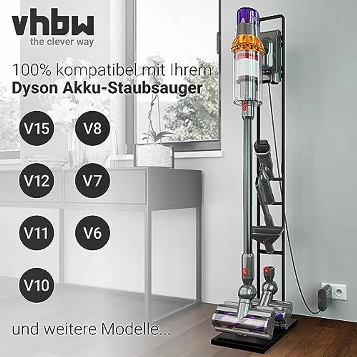 vhbw Staubsaugerhalter kompatibel mit Philips SpeedPro Max FC6813/01 Handstaubsauger Dunkelgrau - Robuste Aufbewahrung mit Bodenplatte und Gummifüßen – Bild 2