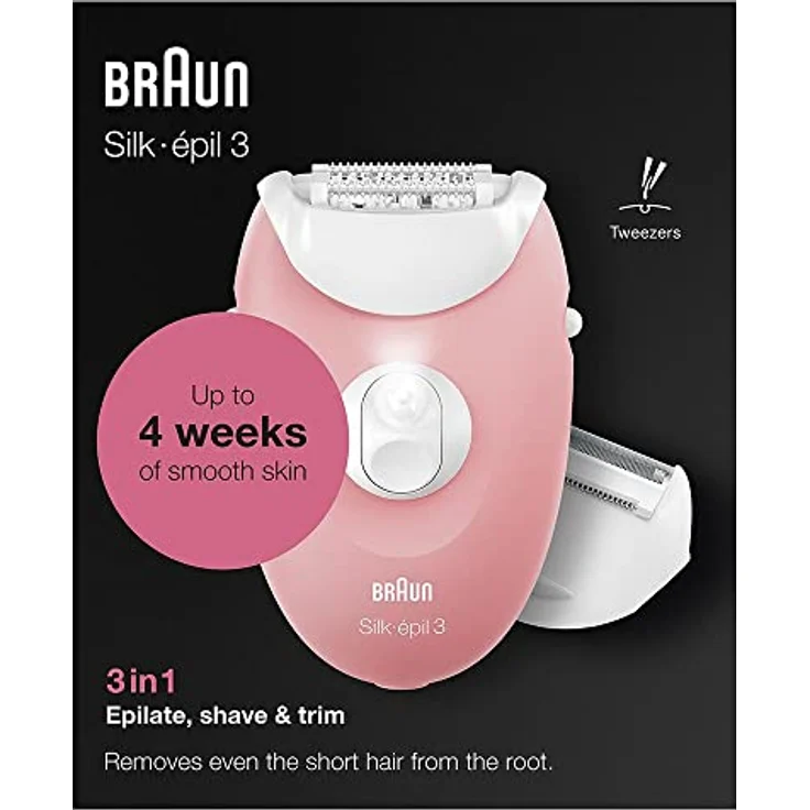 Braun Silk-épil 3 SE 3-440, 3-in-1 Epilierer mit 20-Pinzetten-System, kabelgebunden und Massagerollen – Bild 7