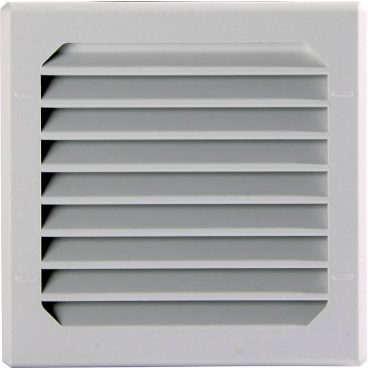 Elmeko LV 80, Belüftungsventilator 230V AC mit 11 m³/h Luftdurchsatz, 5 W, Lichtgrau, kompakte Bauweise 80 x 80 x 44,5 mm