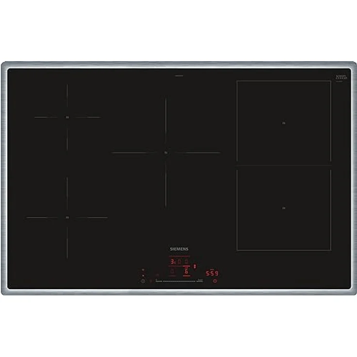 Siemens ED845HWB1E iQ500, Smartes Induktionskochfeld, 80 cm, Schwarz, Mit Rahmen aufliegend, Kombi-Induktion, Dunstabzugsautomatik – das perfekte Zusammenspiel von Kochfeld und Dunstabzugshaube – Bild 1