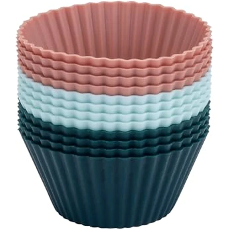 Dr. Oetker Silikon-Muffinförmchen Vintage Oster Manufaktur, 12-teiliges Set in drei Farben, temperaturbeständig aus hochwertigem Platinsilikon – Bild 1
