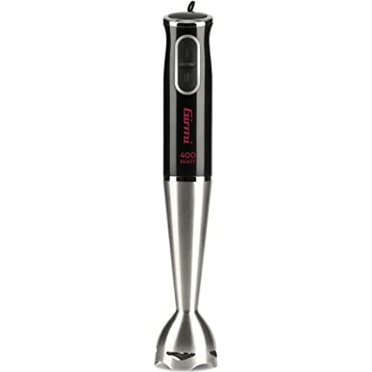 Girmi Immersionsmixer MX0300, 400W mit Edelstahlstab und 2 Geschwindigkeiten, schwarz und Edelstahl – Bild 2