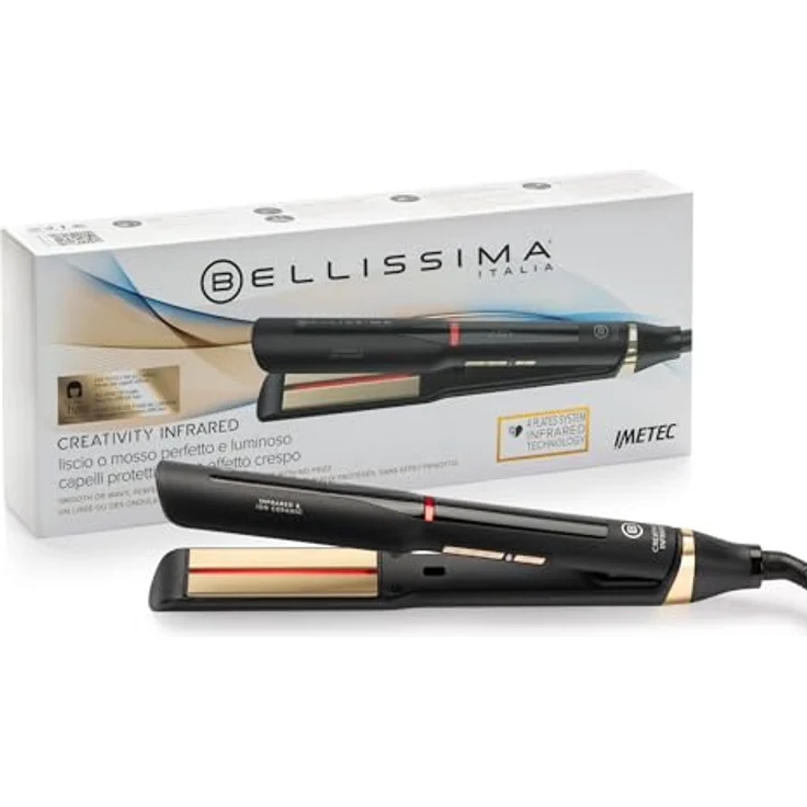 Bellissima Imetec Creativity Infrared, Glätteisen mit Infrarot-Technologie, 4 Heizelementen und 11 einstellbaren Temperaturen von 130 °C bis 230 °C, ION Ceramic Beschichtung – Bild 1