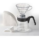 HARIO V60 Coffee Dripper and Server Set 02 - Black, inkl. 600mL Glaskanne und 40 Filterpapieren