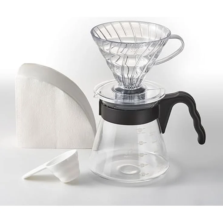 HARIO V60 Coffee Dripper and Server Set 02 - Black, inkl. 600mL Glaskanne und 40 Filterpapieren – Bild 1