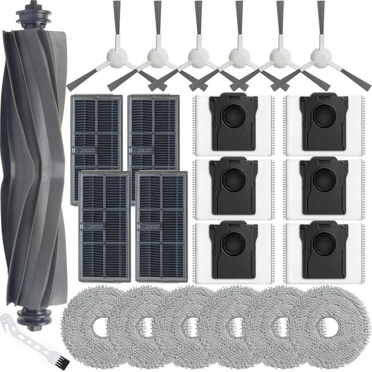 SURFOU Zubehör-Set 24tlg für Dreame L10s/X30/L40/Mova E30 Ultra, inkl. 1 Gummi-Rollerbürste, 6 Mikrofaser-Wischtücher, 4 HEPA-Filter H13