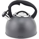 Michelino livemore Vintage Retro Flötenkessel Wasserkessel Pfeifkessel Wasserkocher Teekocher Grau