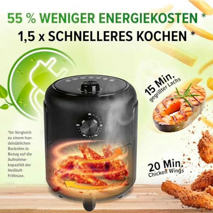 GOURMETmaxx Heißluftfritteuse | 2,3L Airfryer mit Timer, Touchscreen | Energiesparend frittieren, nahezu ohne Öl | Minibackofen - 1000 W – Bild 5