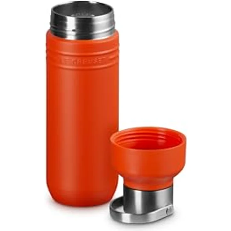 Le Creuset On The Go Thermoflasche, Edelstahl, 500 ml, orange, mit Hochleistungs-Wärmedämmung und auslaufsicherem Deckel – Bild 2