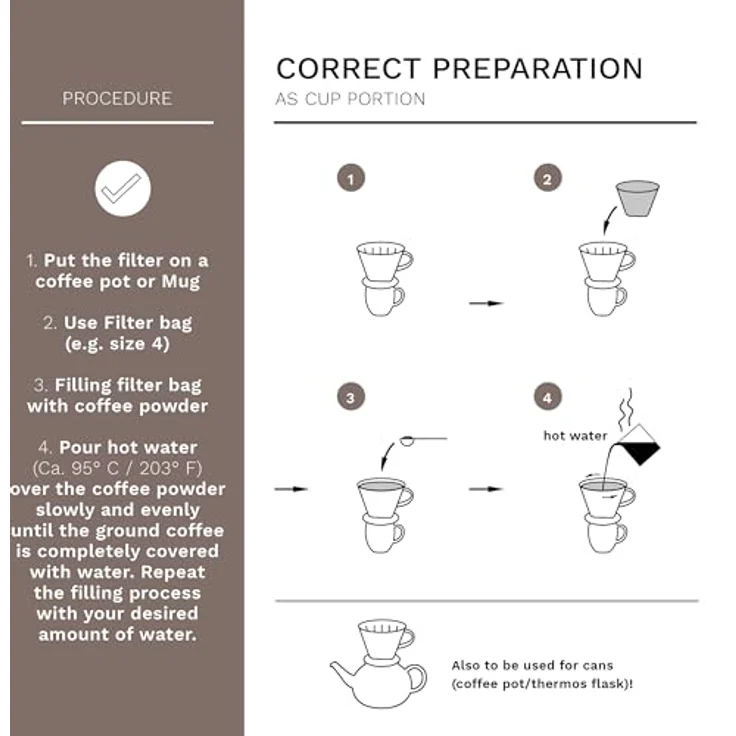 Creano Grauer Porzellan Kaffeefilter Größe 4, Handfilter für manuelle Kaffeezubereitung, spülmaschinengeeignet – Bild 4