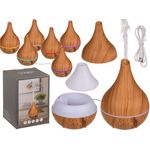 Out of the blue Luftbefeuchter/Öl-Diffuser, Wooden Optic II, LED & USB-Kabel, ca. 120 ml, ca. 16 cm, Kunststoff, im Geschenkkarton