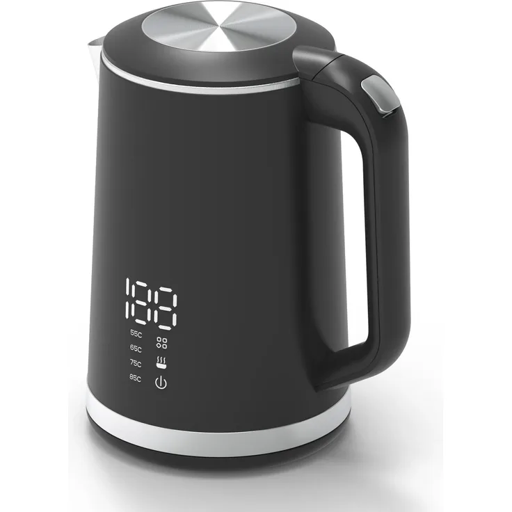 TEKOO Edelstahl-Wasserkocher mit Memory-Funktion & LED-Display, 1,5L, 1500 Watt, Entchlorung, doppeltwandig