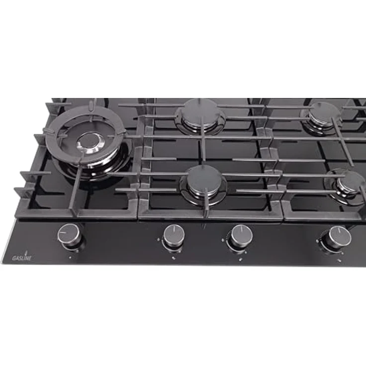 Gasline GAG90GLG Gaskochfeld 90cm Schwarz Glaskeramik mit 5 Brennern WOK Brenner 4,2 kW, 3,8kW Wok Brenner, autark, Erdgas 20mbar / Propangas 50mbar – Bild 4