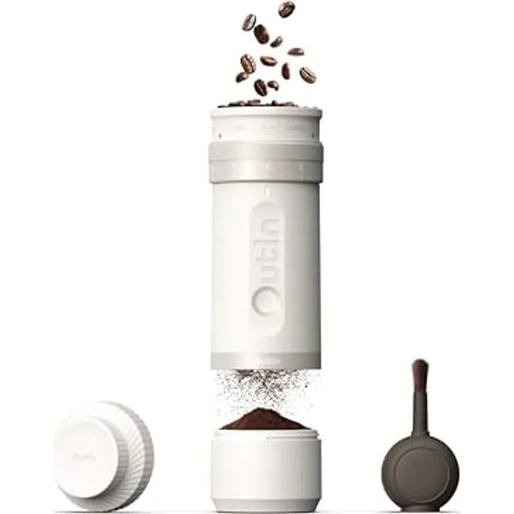 OutIn Fino Tragbare Elektrische Kaffeemühle, 28 Mahlstufen, 7-Stern-Edelstahlkonus, Ein-Knopf-Bedienung, Schnellladung für Reise & Haushalt, 690g