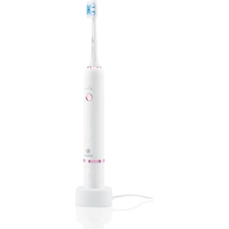 ETA elektrische Schallzahnbürste Sonetic I 5 x Reinigungsmodi I bis zu 40000 Bürstenkopfbewegungen/Minute I Drucksensor I Timer I 3,7 V Li-Ion-Akku I IPX7 I 2 Ersatzköpfe I Weiß – Bild 3