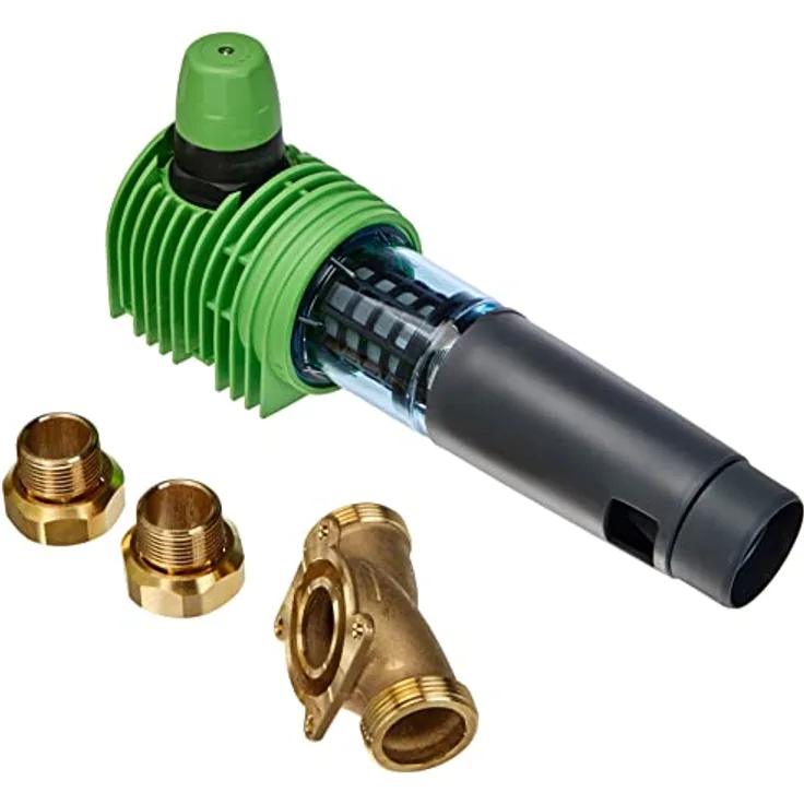 Grünbeck Rückspülfilter Boxer RDX 1" mit Druckminderer und Edelstahlfilter, transparent-blaue Filterglocke, 101530