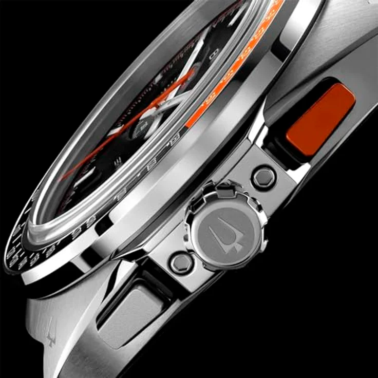 Bulova Herrenuhr Chronograph Racer Braun/Schwarz 98B427, Lederarmband und Antireflex-Saphir Uhrglas – Bild 5