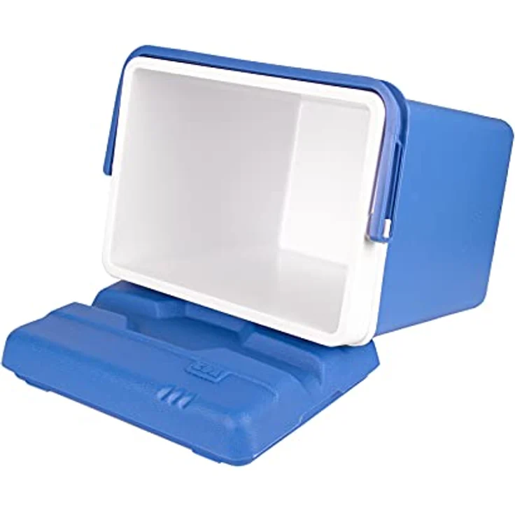 Passive Kühlbox 24 Liter, inkl. 6 Kühlakkus, bis zu 11 Std. Kühlung, Thermobox aus Kunststoff, blau, weiß – Bild 5