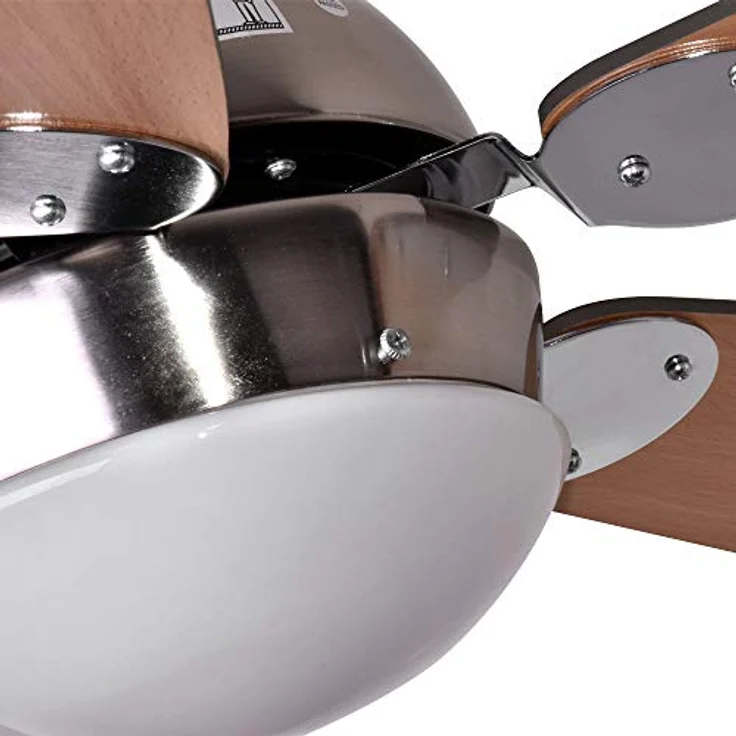 Globo Azura Deckenventilator Nickel-Matt, Chrom, Holz hell, 1-flammig – Bild 4