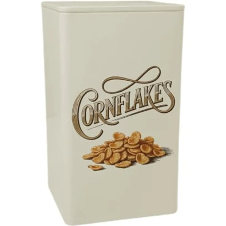 speecheese Cornflakes Vintage Vorratsdose 900ml, nostalgisches Design mit handgefertigter Typografie in goldbraun und bernsteingoldem Motiv