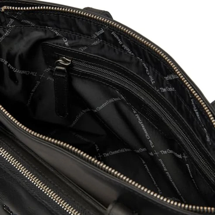 The Chesterfield Brand Shopper Alicante, gewachstes Rindleder, schwarz, 35 x 14 x 26 cm – Bild 3