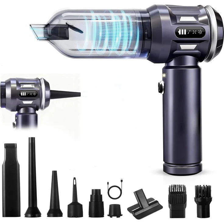 Nettlife Akku-Handstaubsauger Mini, kabellos, 25000Pa Saugkraft, 4-in-1 mit bürstenlosem Motor, 3 Saugstufen, tragbar für PKW, Wohnmobil, Camping, Treppen, Sofa
