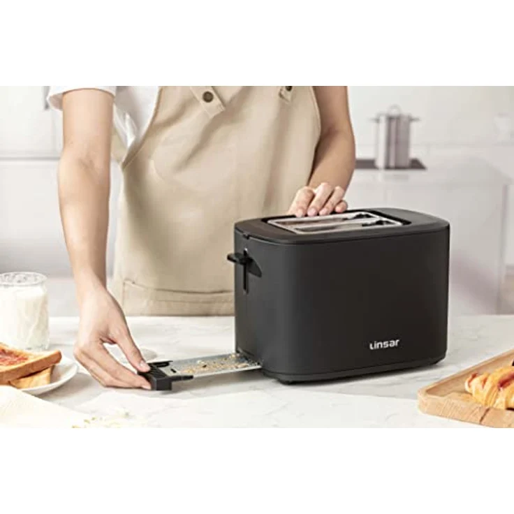 Linsar - Toaster - Zwei-Scheiben-Toaster - Mit Touchdisplay, 6 Bräunungsstufen, Herausnehmbarer Krümelschublade, Integriertem Brötchenaufsatz und Abschaltautomatik - 980 Watt - (Schwarz) – Bild 5