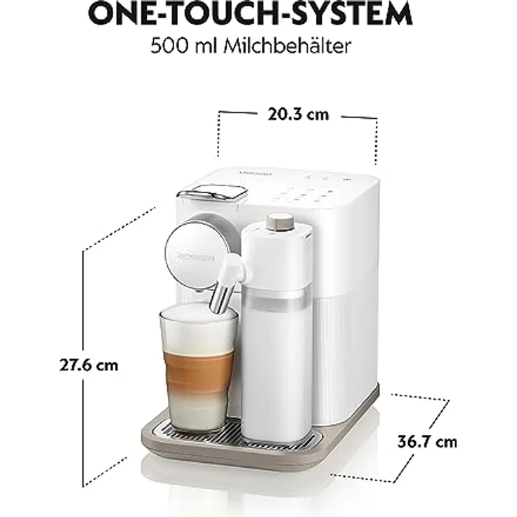 Nespresso De'Longhi EN640.W Gran Lattissima Kaffeekapselmaschine mit automatischem Milchsystem,19 Bar Druck, 1400W,Weiß – Bild 4