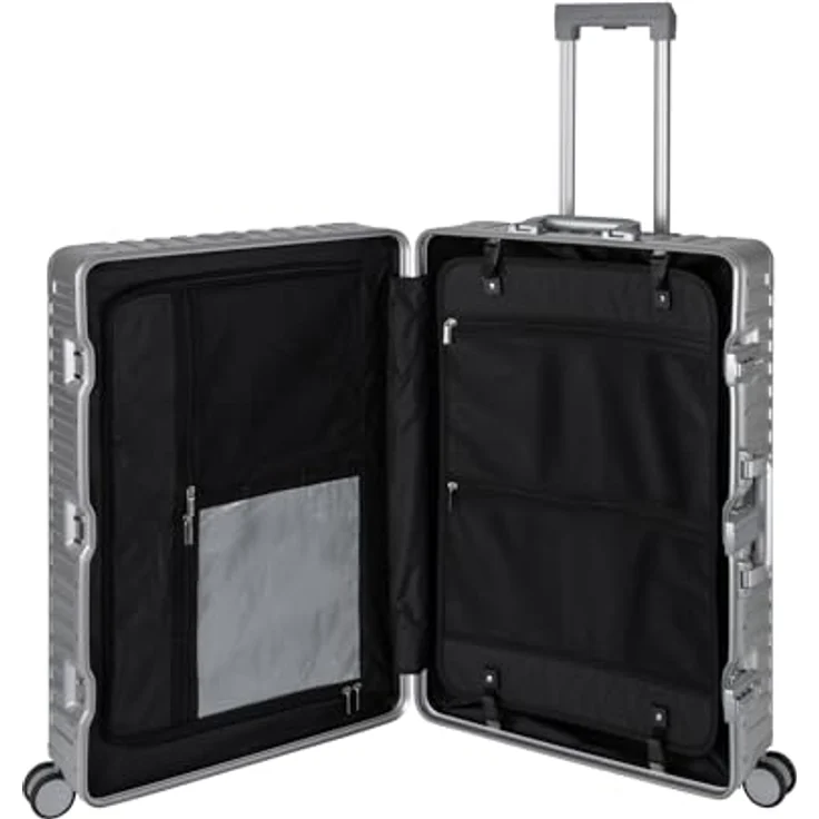 Travelhouse Tokyo Alu Reisekoffer Silber L-72cm Hartschalenkoffer Reisetrolley Suitecase Trolley 2X TSA Zahlenschloss 4 Doppelräder 360° Rollen Vol. 83,5L - Leichtgewichtiger Aluminiumkoffer mit noiseless Funktion – Bild 2