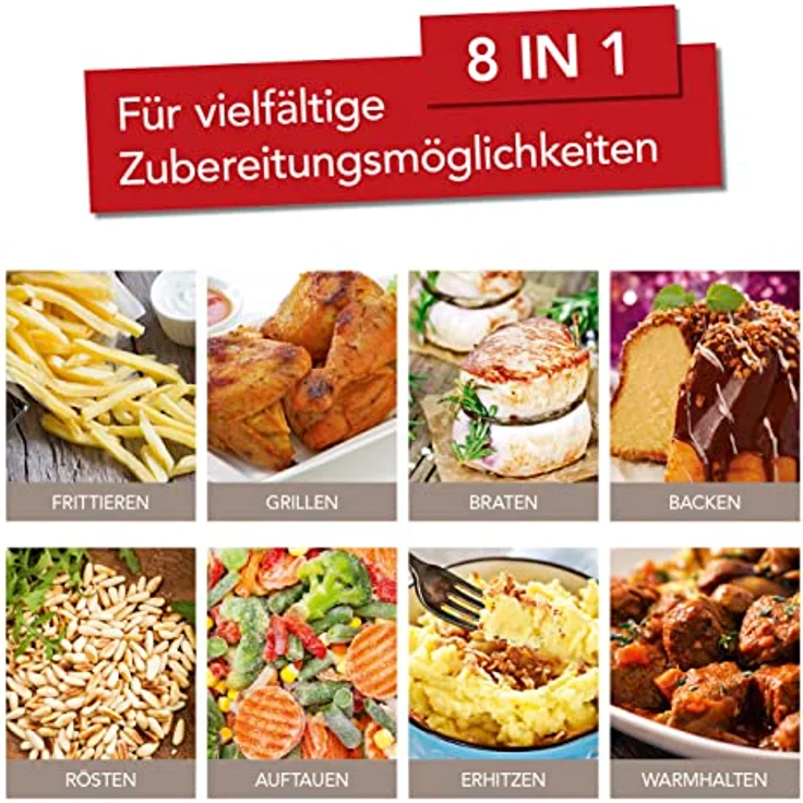 GOURMETmaxx Digitale Heißluft-Fritteuse XL 6,2 Liter | Kombination aus Heißluftofen, Grill und Fritteuse | 60 Min Timer, automatische Abschaltung, 8 Programme | Für besonders knusprige Ergebnisse – Bild 5