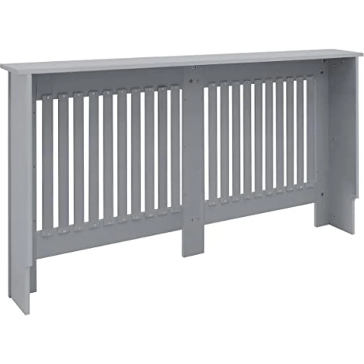 ECD Germany Heizkörperverkleidung Landhausstil 152x19x82cm, Grau, MDF lackiert, Regaloberfläche, Wandmontage, Schlafzimmer Wohnzimmer – Bild 3