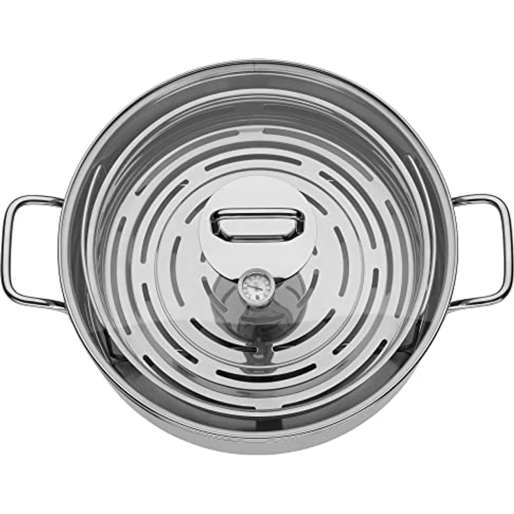 WMF Dampfgarer, Bräter mit Glasdeckel und Thermometer, 5l, Induktion, Cromargan Edelstahl, backofenfest bis 250°C – Bild 4