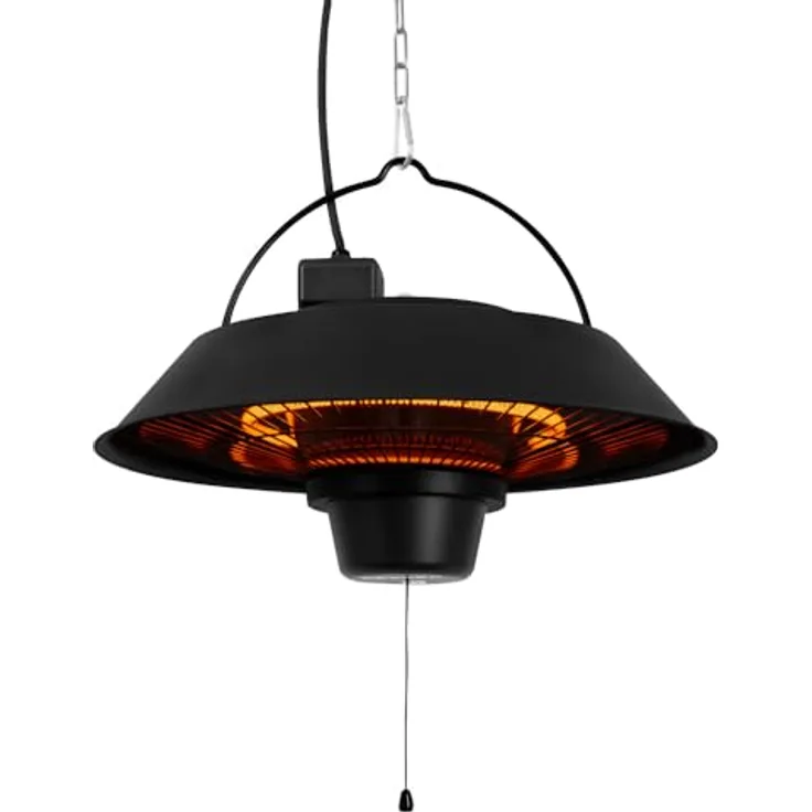 VONROC Heater Ustica, hängender Infrarot Heizstrahler 1500W, mattschwarz, IP44, sofortige Wärme für Terrasse und Balkon