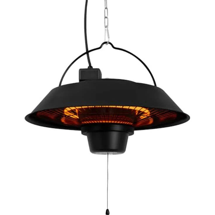 VONROC Heater Ustica, hängender Infrarot Heizstrahler 1500W, mattschwarz, IP44, sofortige Wärme für Terrasse und Balkon – Bild 1