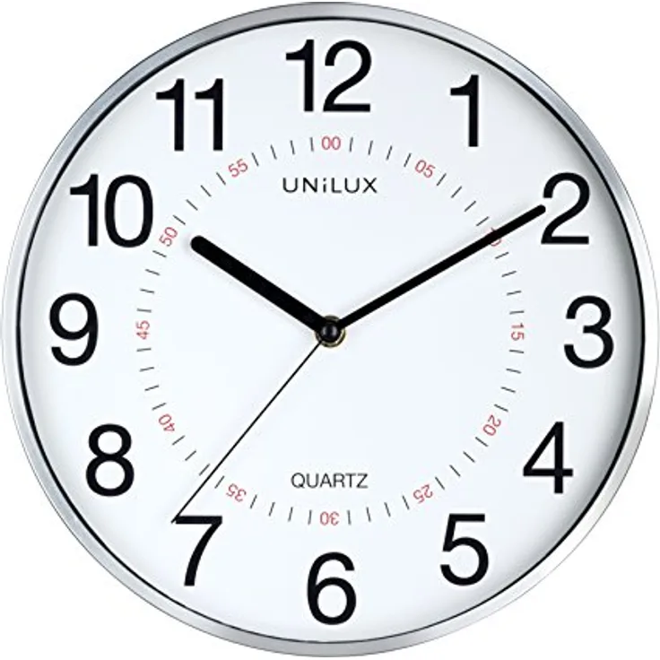 Unilux Wanduhr Aria mit Sekundenzeiger 28,5cm modernes Ziffernblatt, Kunststoff/Glas, metallgrau