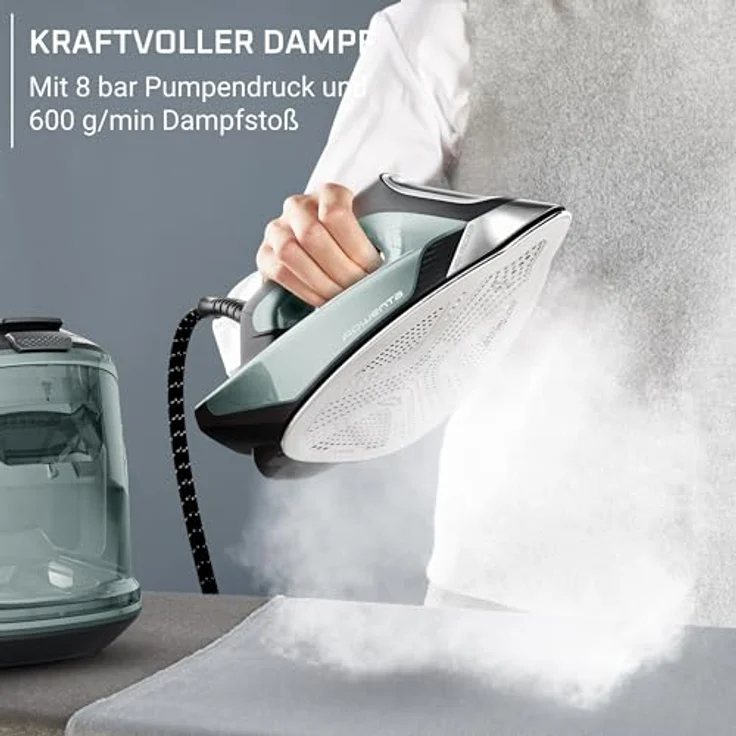 Rowenta Force Pro 500 Dampfbügelstation, 2800 W, 600 g/min Dampfstoß, Quicksteam-Technologie, Energie-Eco-Modus, Eucalyptus/Schwarz, VR9042F0 – Bild 4