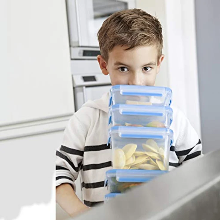 Emsa 508551 Runde Frischhaltedose mit Deckel, 0.35 Liter, Transparent-Blau, Clip & Close – Bild 5