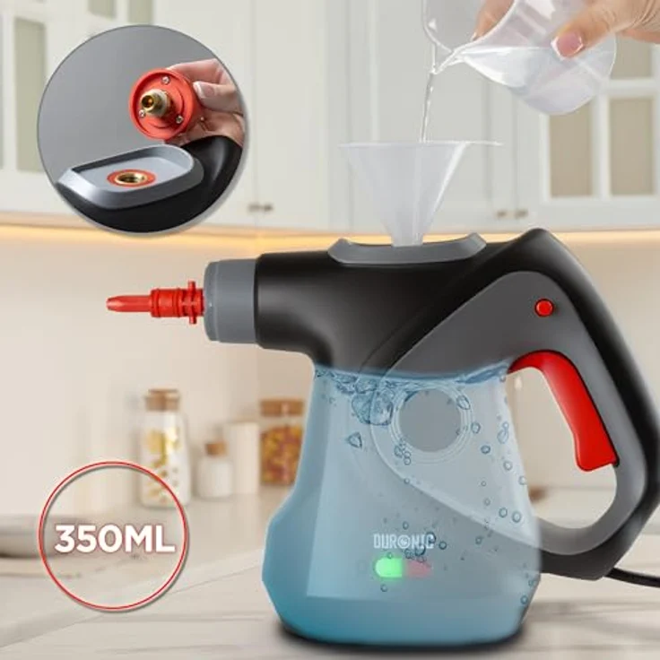 Duronic SC32 BK Dampfreiniger, Handdampfreiniger mit 1050 Watt, 2,8 m Kabel und 350 ml Wassertank, ideal für Polster und Teppiche – Bild 5