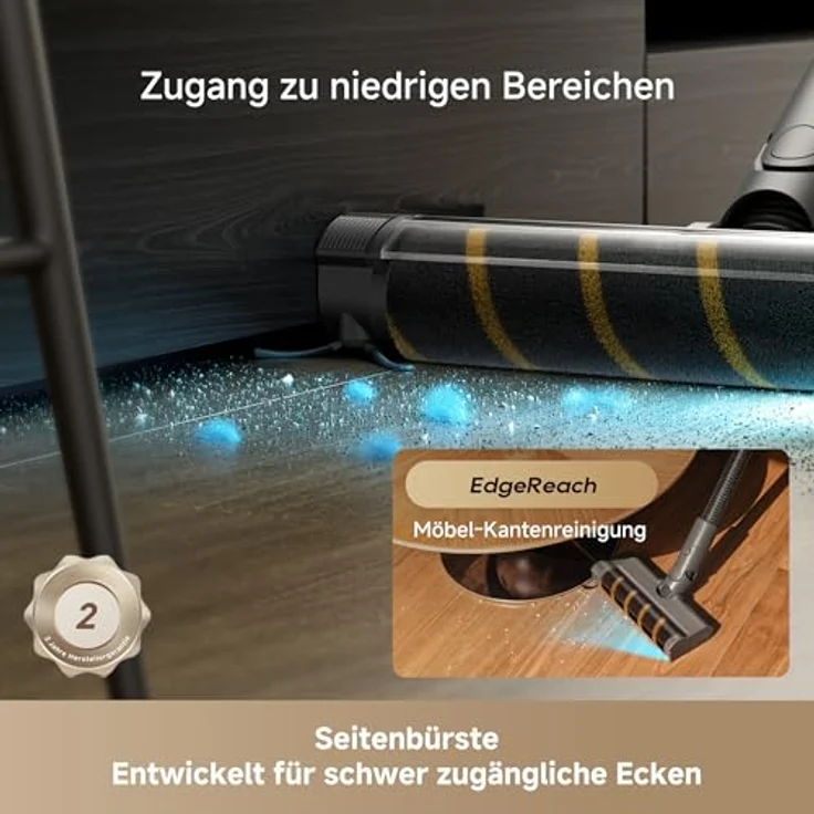 dreame R30 Kabelloser Staubsauger, 22,000PA Saugkraft, 90 Min. Laufzeit, Anti-Verhedderungsdesign, multifunktionale Aufsätze, Seitenbürste für Ecken und Kanten – Bild 2