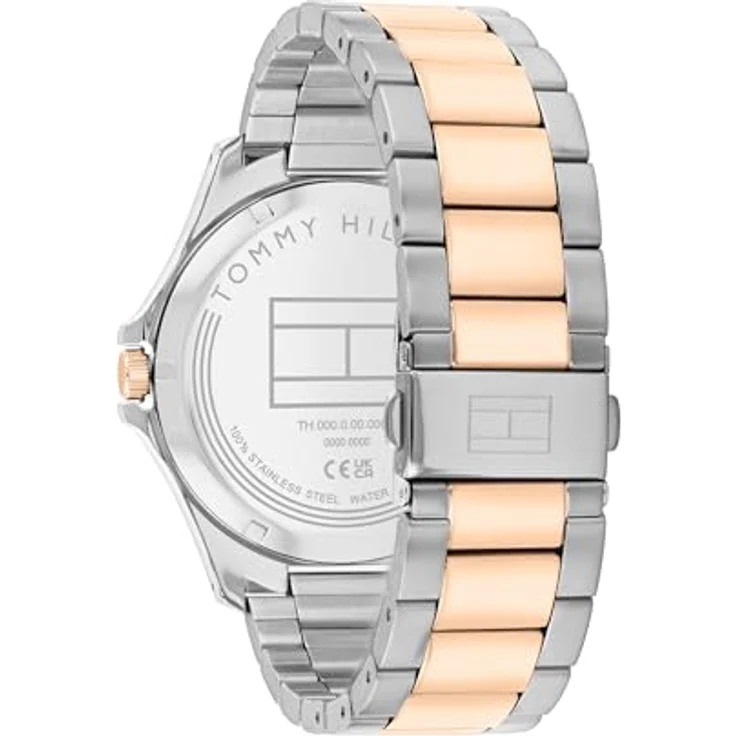 Tommy Hilfiger 1792193, Herren Armbanduhr mit DREI-Zeiger-Quarzwerk, 43mm Edelstahlgehäuse in zweifarbiger Ausführung, marineblaues Zifferblatt, Wasserfest bis 3 ATM – Bild 3