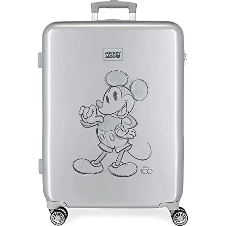 Disney Mickey 100 Mittelgroßer Koffer Grau 48 x 68 x 26 cm Starres ABS Seitenkombinationsschloss 70 l 3 kg 4 Doppelrollen