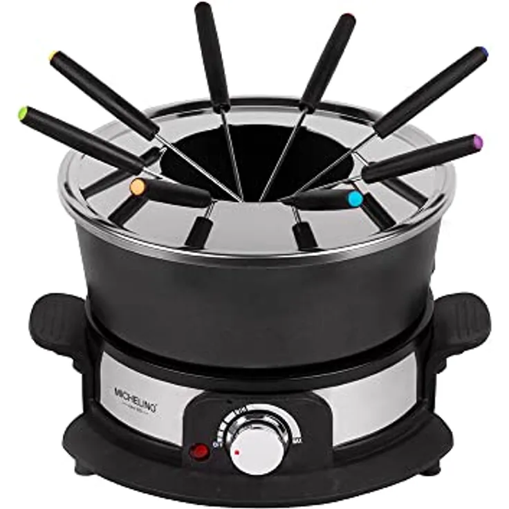 Michelino Raclettegrill Fondue für 8 Personen 2 Liter 1300W Grillplatte Elektrisch