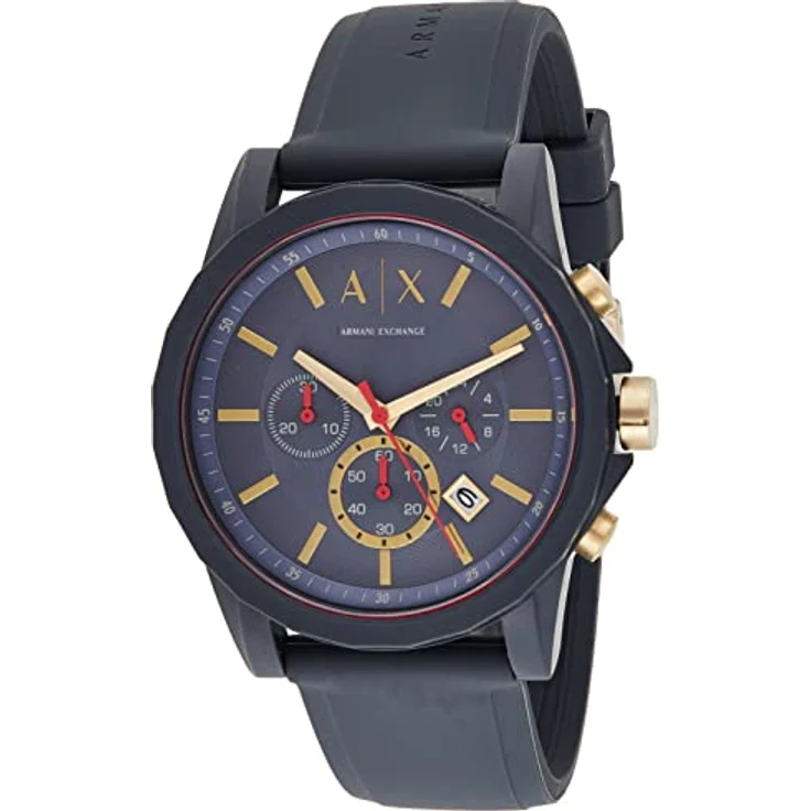 Armani Exchange Uhr für Männer , Chronographenwerk, 47mm blaues Silikongehäuse mit Silikonarmband, AX1335 – Bild 1