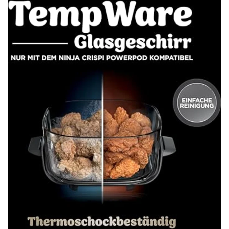 Ninja CRISPi Heißluftfritteuse, 3,8 l, 4-in-1 Multikocher mit 1700 W, Stone Gold, 2 herausnehmbare Glasbehälter, für 6 Portionen – Bild 4