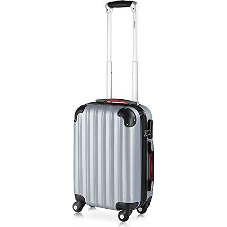 Monzana® Koffer Baseline Handgepäck ABS Hard Case Gehäuse gummierte Rollen Teleskopgriff Zahlenschloss Reisekoffer Hartschalenkoffer Trolley Silber M – Bild 2