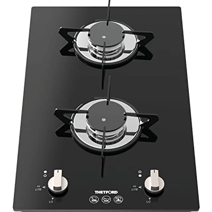 Thetford Gaskocherplatte Top Line 922, 2 Flammen Gas Herdplatte aus schwarzem Glas, 3.0 kW – Bild 1