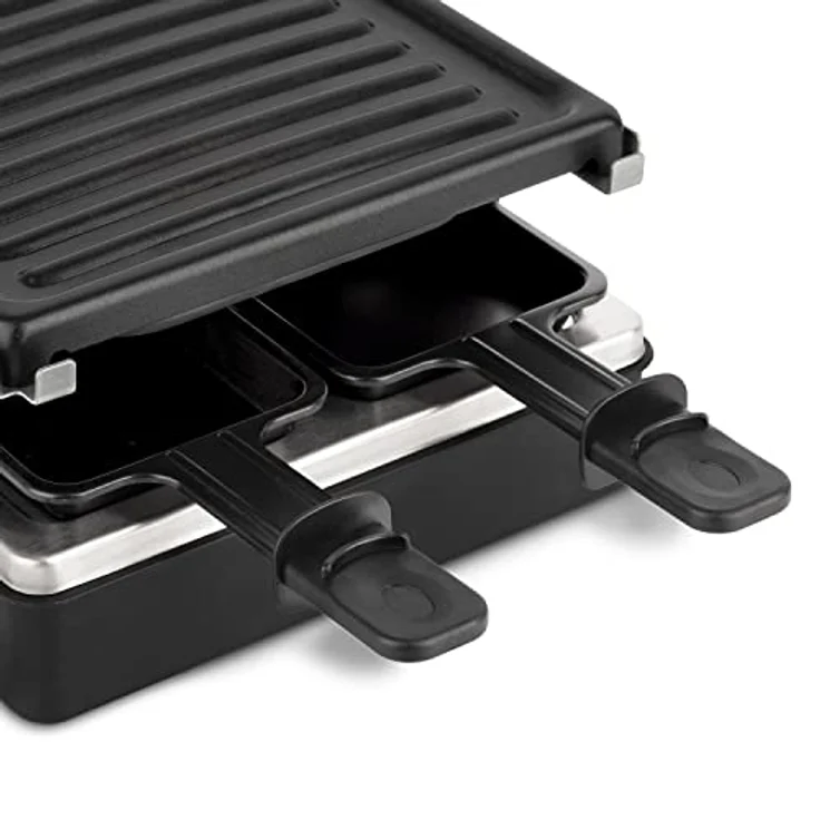 Raclette- & Grill für 4 Personen LUGA40 Wëasy, abnehmbare Grillplatte, leicht zu reinigen, 4 Pfannen mit Antihaftbeschichtung, spülmaschinenfest, schwarz, 600 W – Bild 4