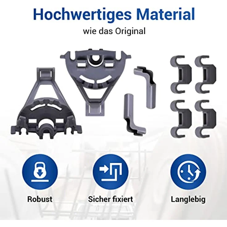 Lager-Set/Klammer Ersatz für Bosch Siemens Neff 00428344 428344 für Geschirrspüler/Spülmaschine Befestigung-Set/Korbeinsatz/Tellerhalter Korbablagen-Lagerset für Unterkorb 8-teilig – Bild 3