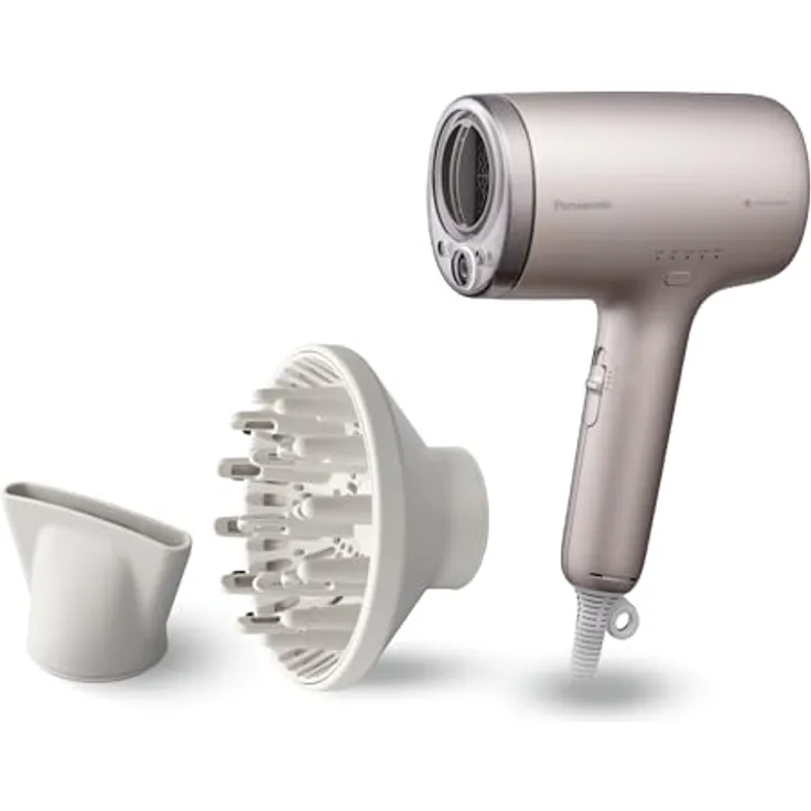 Panasonic EH-NA9N-E825 nanoe™ Haartrockner, 1600 W, Anti-Haarschäden, Intelligente Sensorik, Kopf- und Gesichtshautmodi, Konzentrator-Aufsatz, Greige